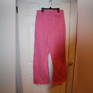 Pink wide leg jeans size 32 lightly worn